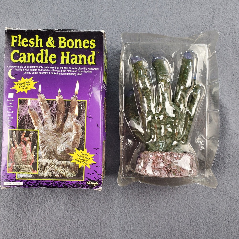 Flesh & Bones Candle Hand Halloween Decor, Open box